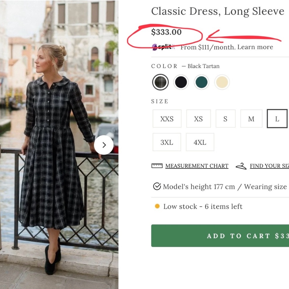 SON DE FLOR TARTAN PLAID LINEN MIDI DRESS - L - READ INFO - Picture 2 of 11